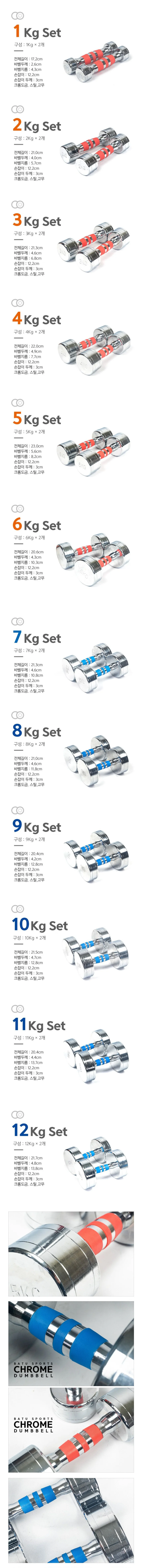 크롬아령 2kg세트 (2kg + 2kg) 상세1