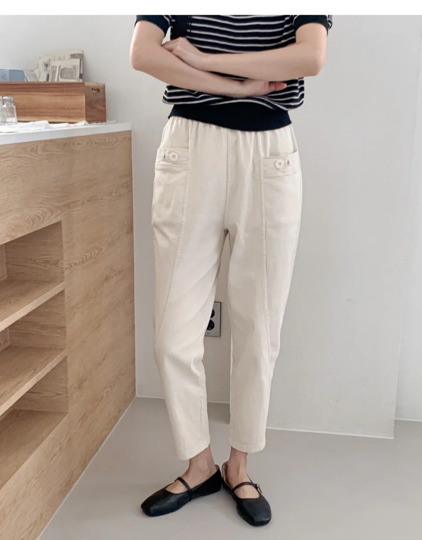 면바지 배기핏 스판 밴딩팬츠 간절기 바지 상세2