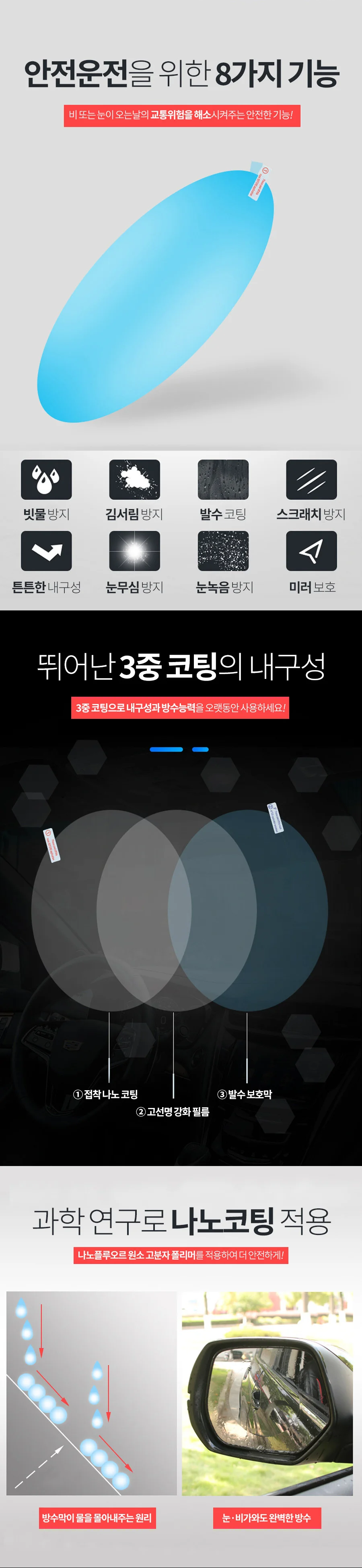셀프 유리막 코팅 필름/김서림/유막 방지/발수 코팅제 상세4