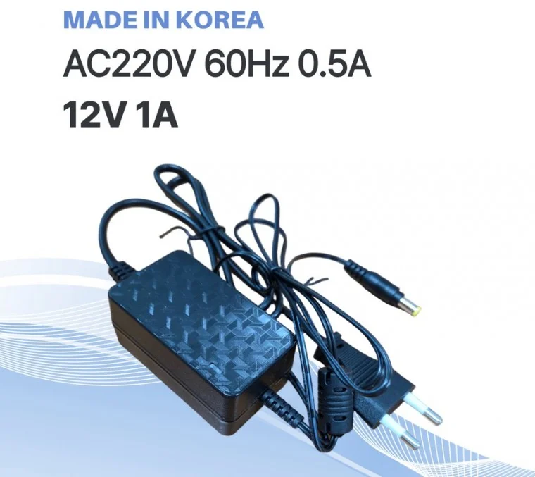 국내제조 12V 1A 어댑터 (5.5x2.1mm) 코드일체형