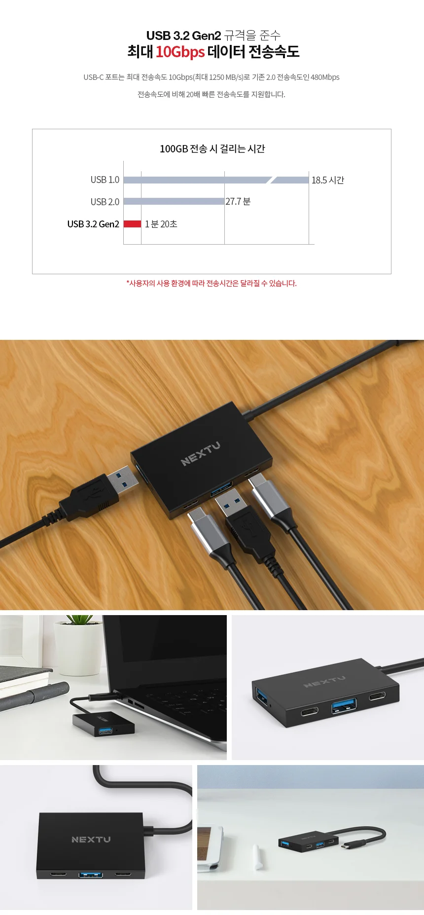 c 타입 멀티 usb 멀티포트 3.2 노트북 컴퓨터 데이터 무전원 리더기 상세2