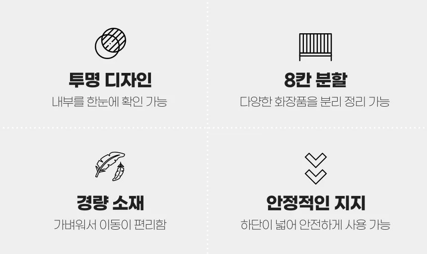 아크릴 8칸 보관함 미니정리함 화장품수납함 상세4