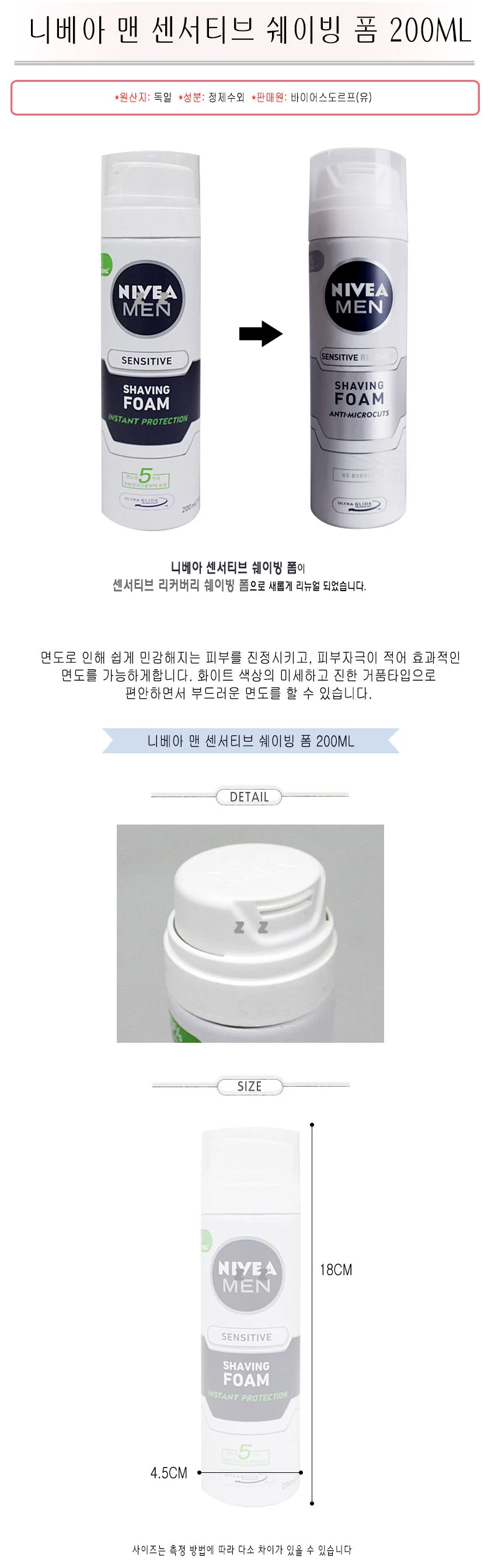 니베아 쉐이빙 폼 면도 크림 털 수염 면도 쉐이빙 젤 상세2
