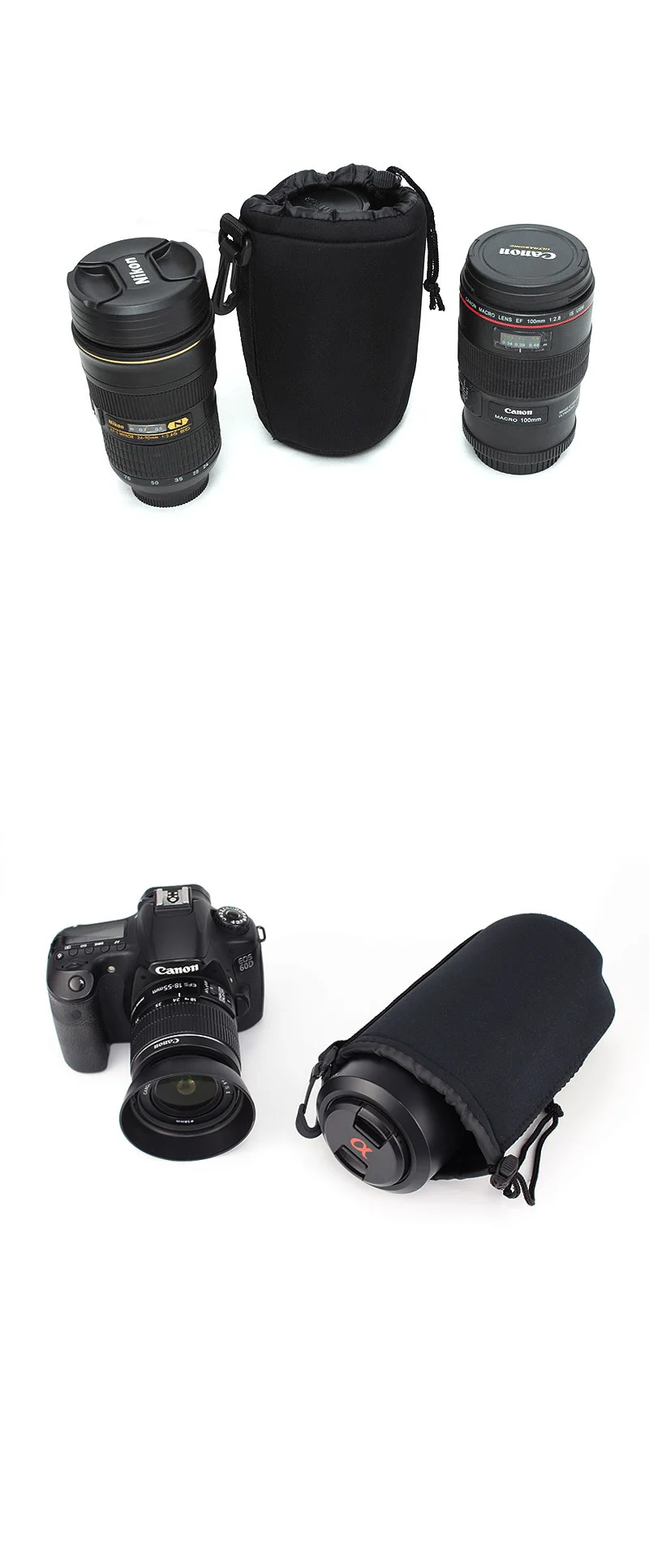 DSLR 카메라 렌즈 보관 파우치 케이스 커버 가방 L 상세5