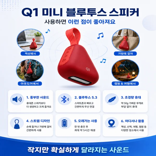 Q1 미니 삼각 블루투스 스피커 상세3