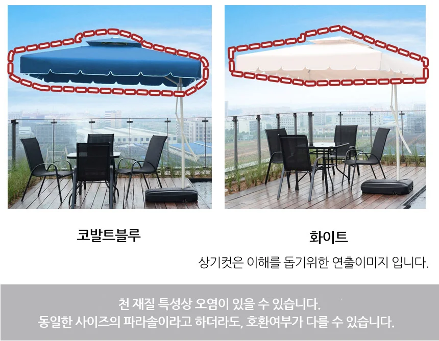 사각 폴딩파라솔 지붕천 천갈이 큰천+작은천 상세3