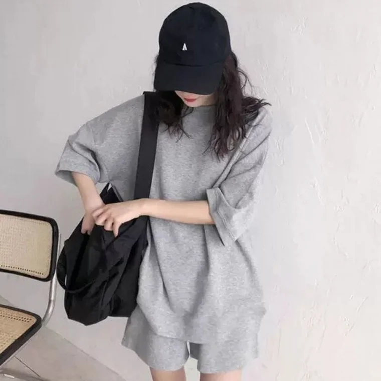 세트 여자 무지 깔끔한 트레이닝복 반팔티 반바지
