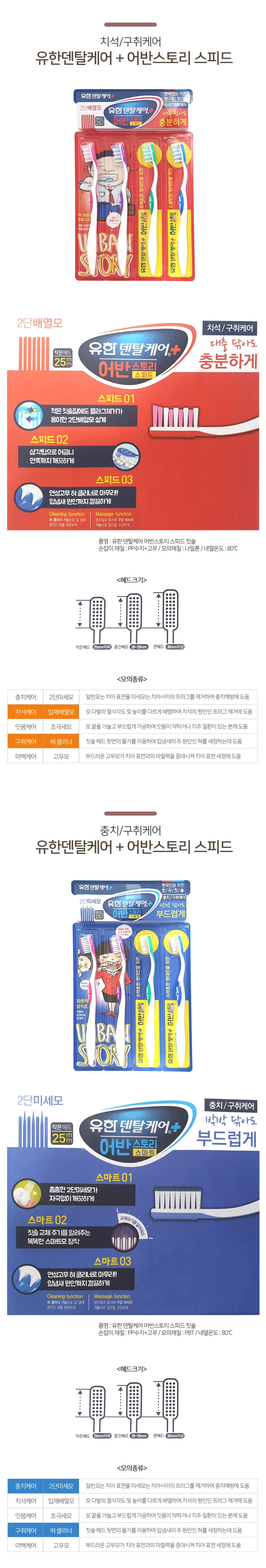유한양향 2단 칫솔세트 잇몸보호칫솔 미세모칫솔 상세1