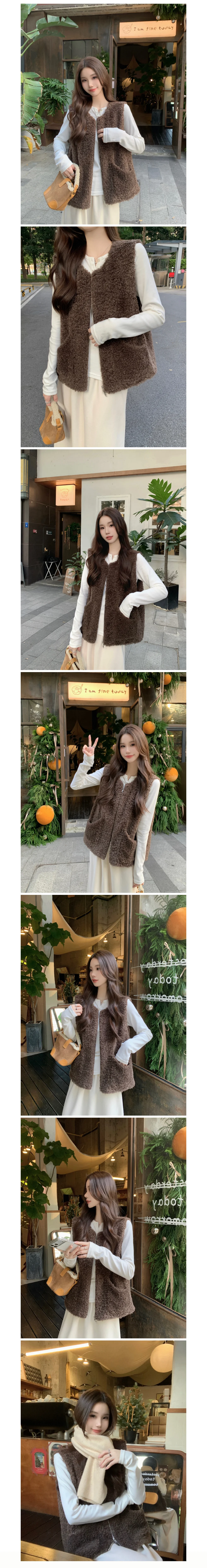 뽀글이 이너 데일리 집업 여성 조끼 베스트 퍼조끼 털조끼 상세2