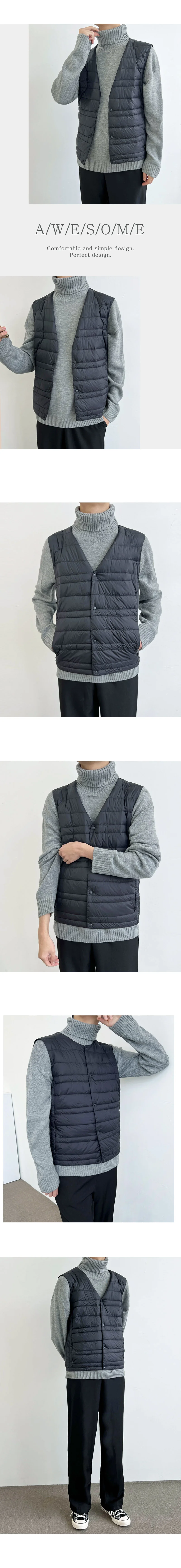 남성 경량 패딩 조끼 하이넥 다운 간절기 아우터 상세2