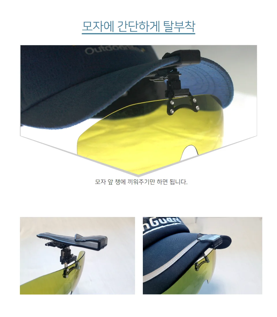 모자 부착 자동차 캡 편광 선글라스 UV차단 햇빛 가리개 상세4