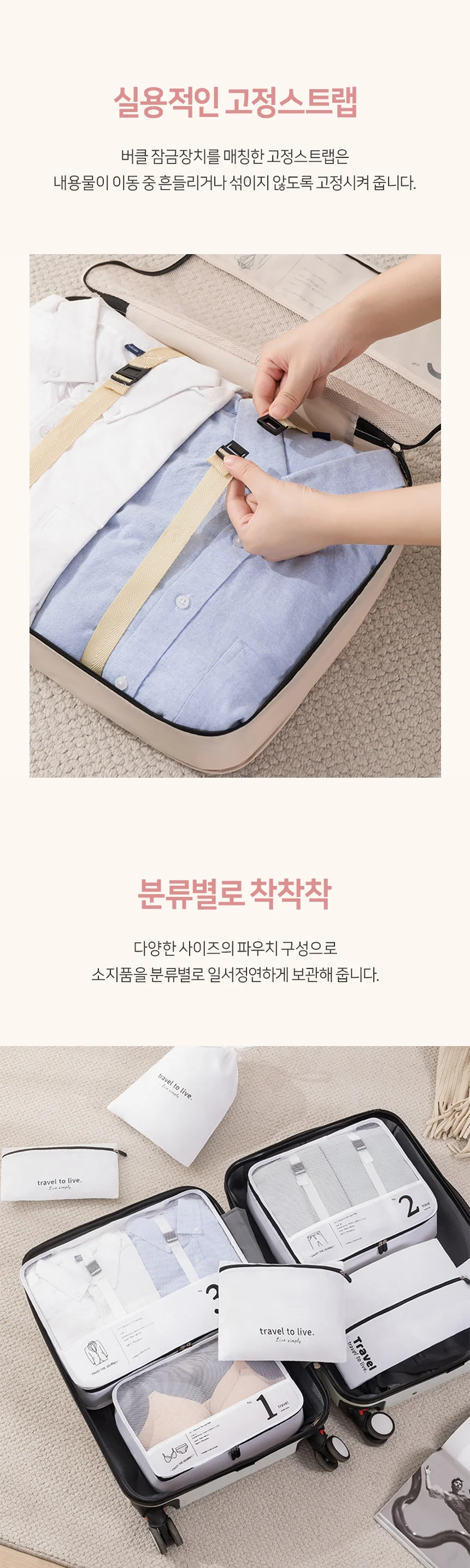 여행용 압축 파우치 세트 세면도구 가방 수납 정리 보관함 상세3