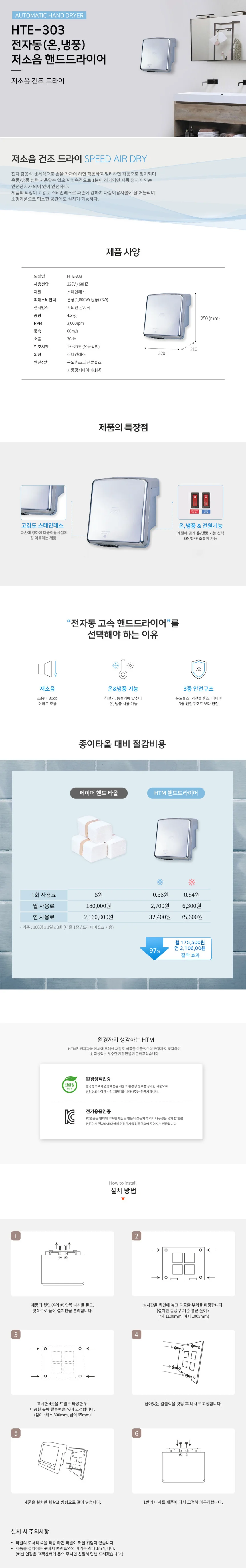 핸드 드라이어 HTE303 상세1