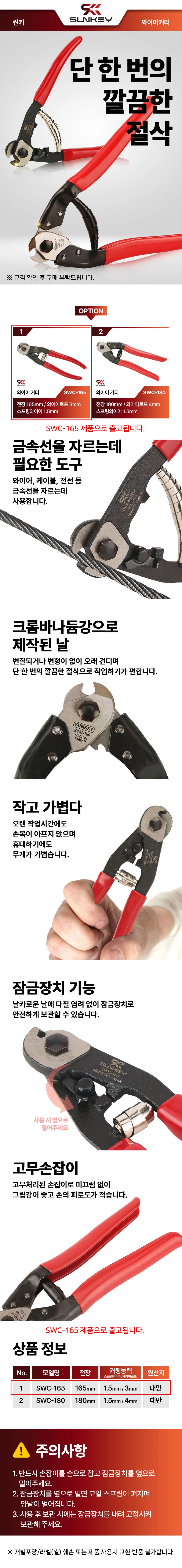 케이블 썬키 SWC-165 와이어 커터 165mm 상세2