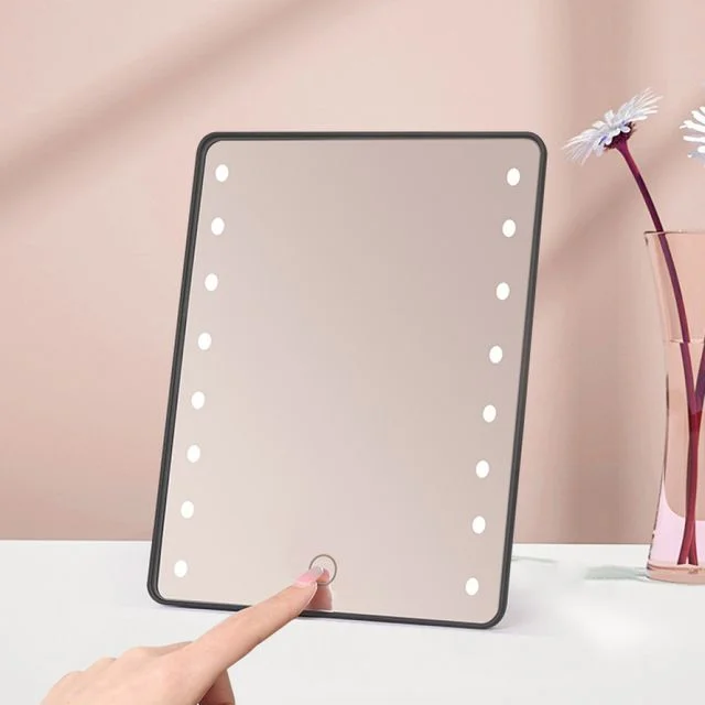 LED 3단 밝기 터치식 메이크업거울 USB 건전지형 각도조절 블랙 상세1