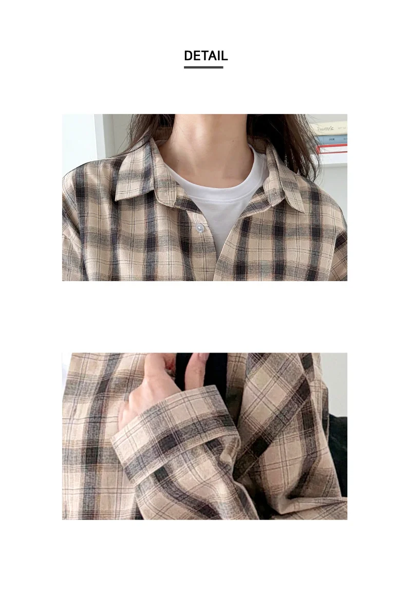 체크 셔츠 긴팔 남방 오버핏 루즈핏 데일리 셔츠 상세3