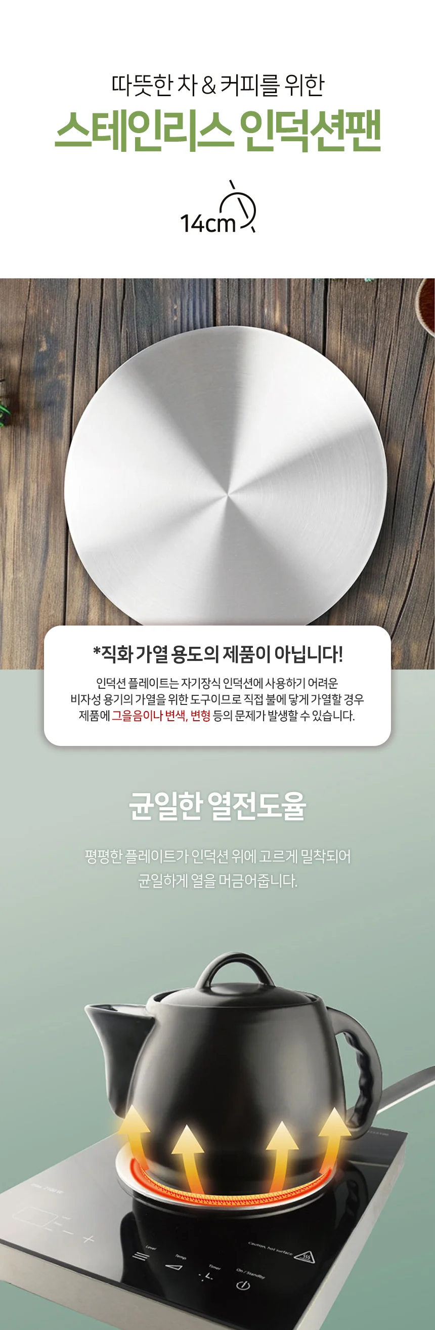 인덕션 플레이트 받침 열전도판 어댑터 가열판 14cm 인덕터 깔개 보호 패드 상세2
