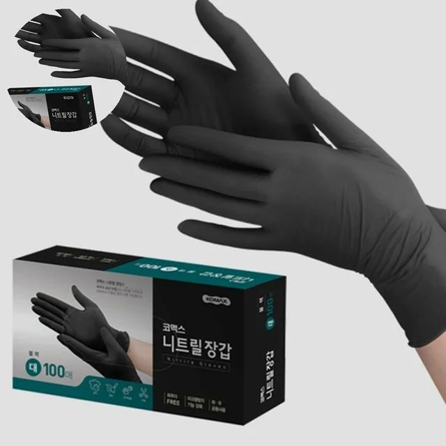 검정장갑 니트릴장갑대형 니트릴 장갑 대 블랙 100매 1개