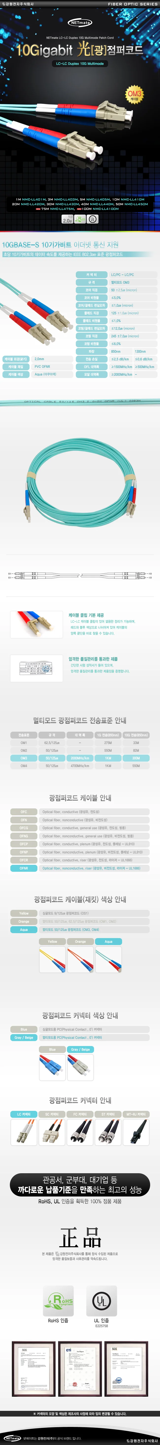 광점퍼 코드 10G 광케이블 LC LC 2C 멀티모드 75m 상세1