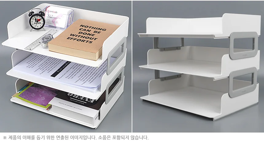 3단 와이드 트레이 화일보관 종이받침대 정리대 선반 수납소품 상세3