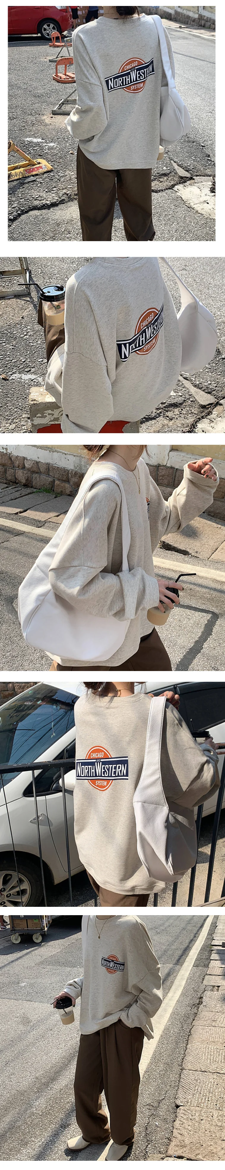기모 맨투맨 티셔츠 시카고 스타일 캐주얼 상의 상세3
