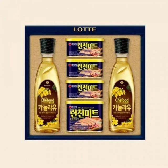 롯데 프리미엄 혼합 7호 로스팜 캔햄 카놀라유 선물세트