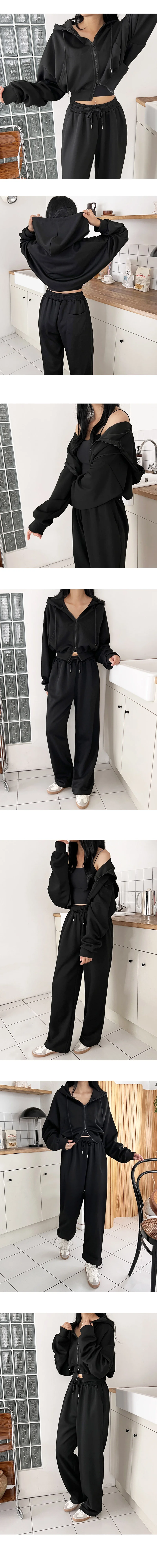 여성 크롭 후드티 크롭탑 집업 스타일 데일리 홈웨어 상세2