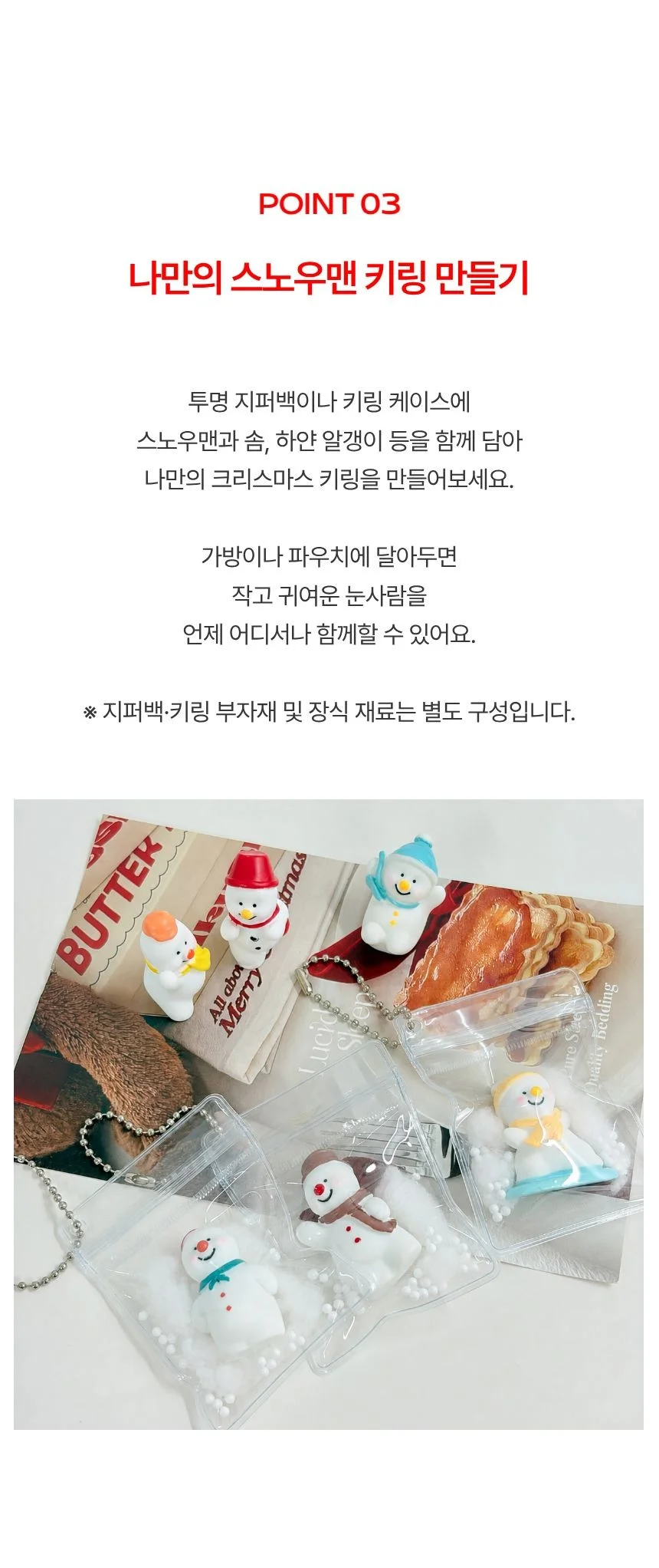 크리스마스 눈사람 미니어처 오브제 파츠 6종 세트 상세5