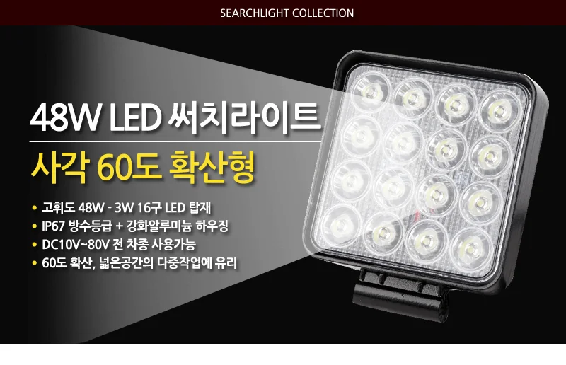 LED써치라이트 48W 보트라이트 현장작업등 엘이디작업등 상세2