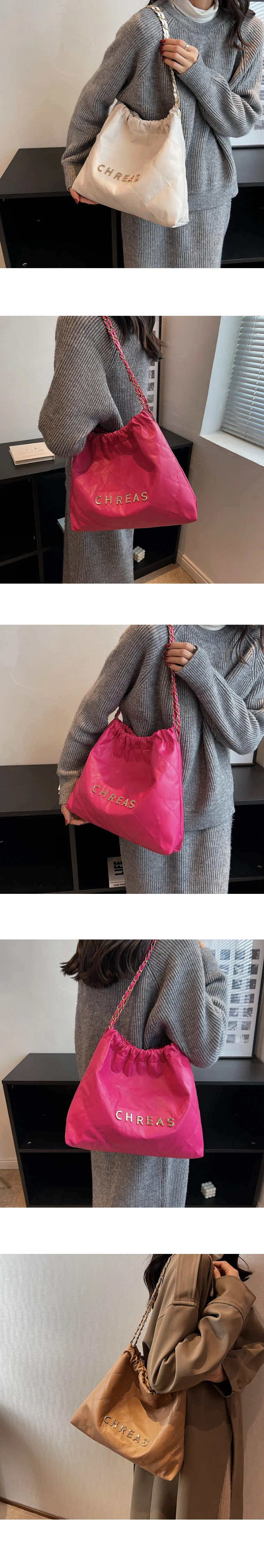여성 숄더백 데일리용 체인 가방 카멜 상세3