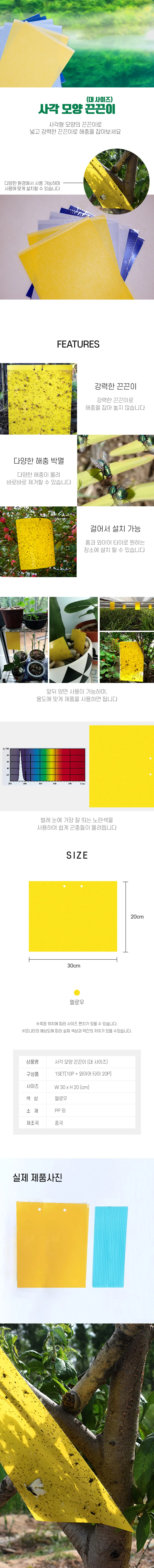 해충퇴치 파리끈끈이 끈끈이트랩 10P 파리퇴치끈끈이 상세2