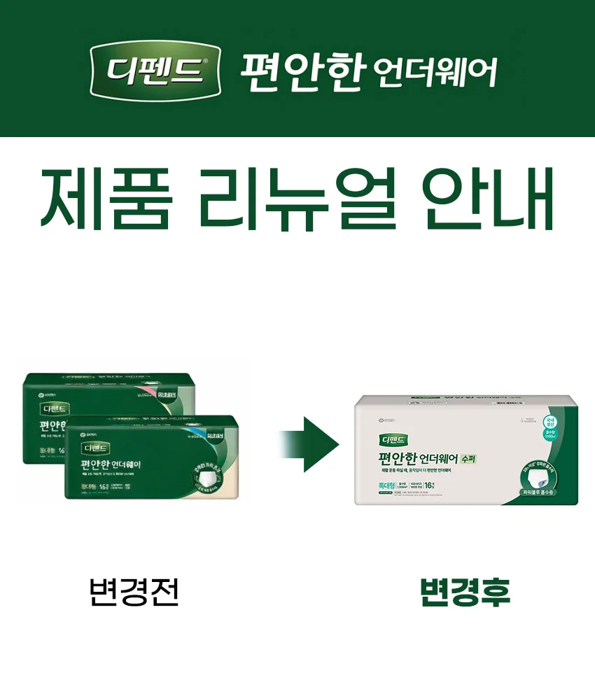 디펜드 언더웨어 수퍼 특대형 16매X4팩 성인 기저귀 상세3