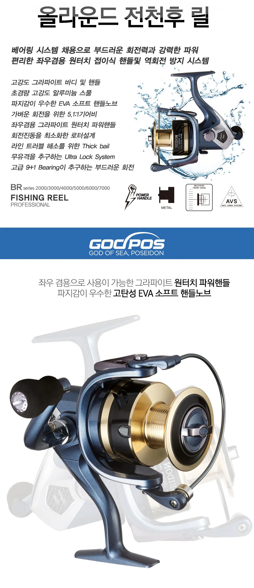 갓포스 세이돈 스피닝릴 고강도 낚시릴 민물 바다 낚시 장비 상세2