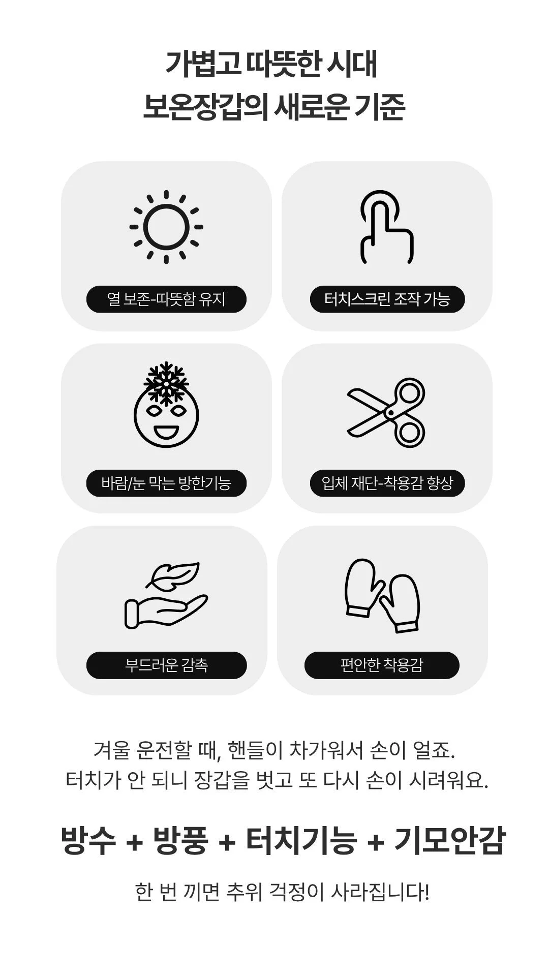 남성 기모 겨울장갑 보온장갑 손가락장갑 상세3