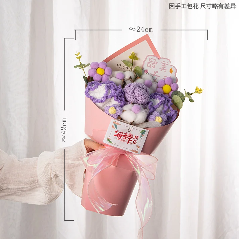 어버이날 선물 수제 뜨개질 해바라기 장미 꽃다발 카네이션 털실로 짠 엄마 시어머니 상세2