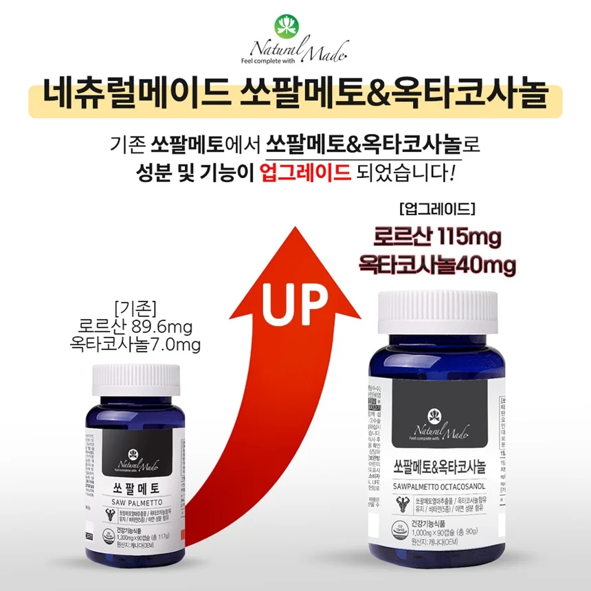 네츄럴메이드 쏘팔메토&옥타코사놀 1000mg x 90캡슐 상세1