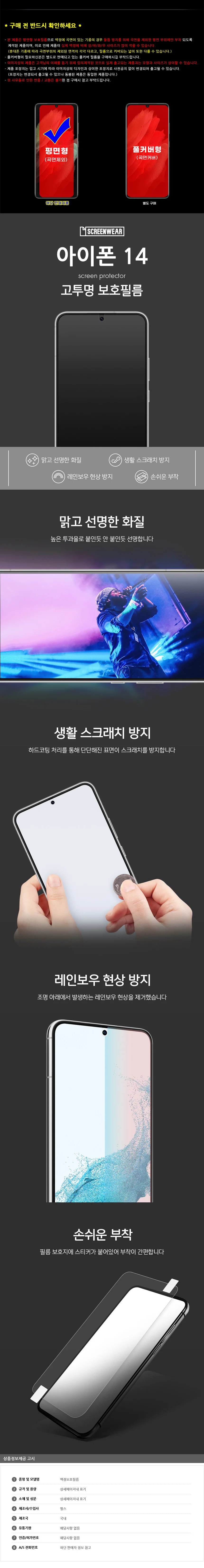 아이폰14 고투명 액정필름 보호필름 2매 상세3