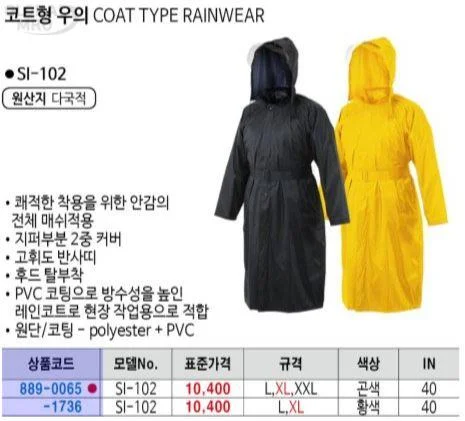 코트형우비 원피스 XXL 곤색 비옷코트 비옷원피스 상세3