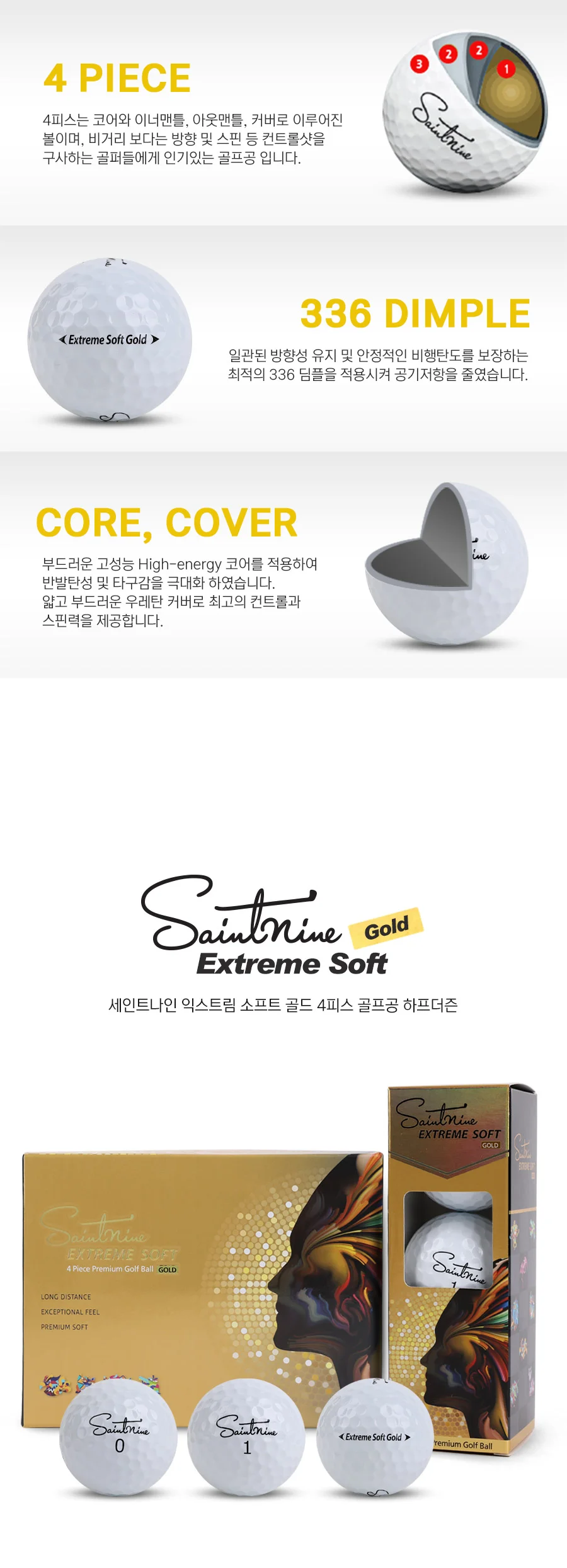 세인트나인 골프공 캐릭터 골프볼 골프공 4피스 6구 상세5