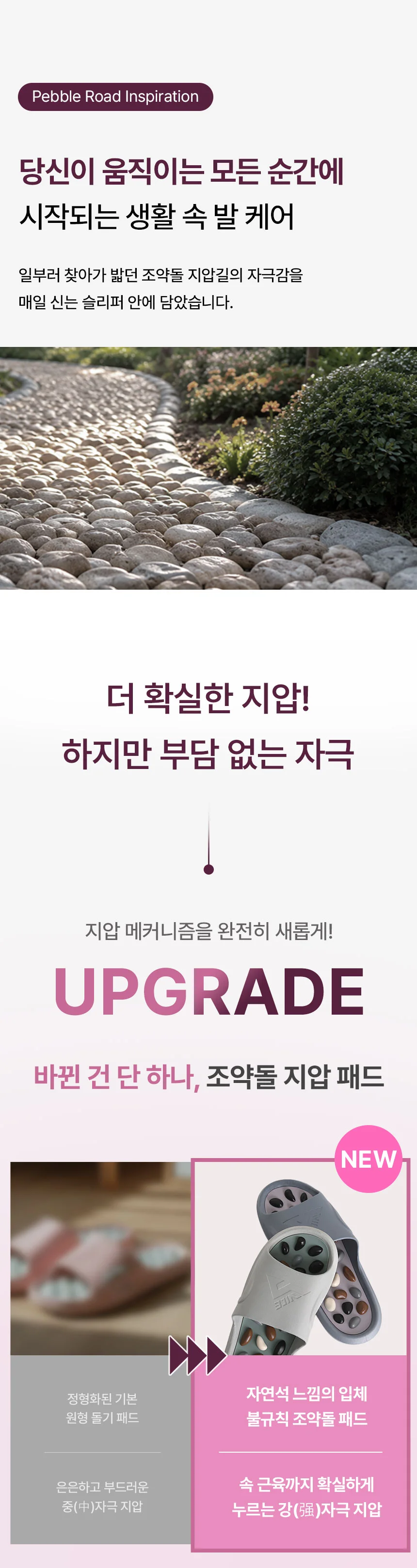 조약돌 돌기 아치 지압 슬리퍼 발편한 붓기 급소 지압화 상세3