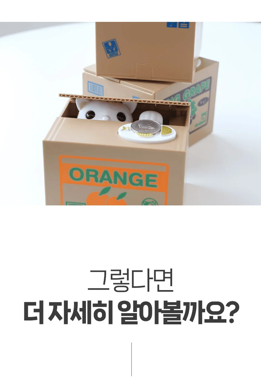 움직이는 고양이 저금통 (박스문양랜덤) 상세4