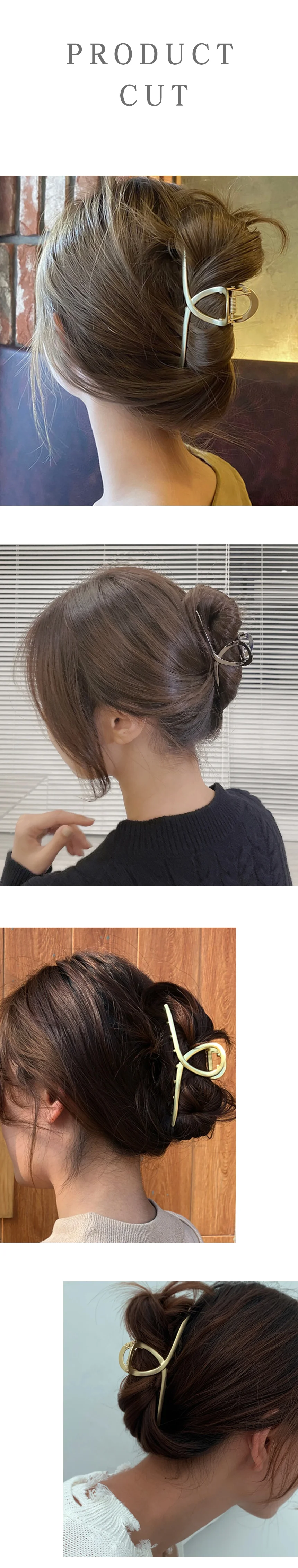 반묶음 머리핀 메탈 집게핀 유광실버 헤어핀 상세5