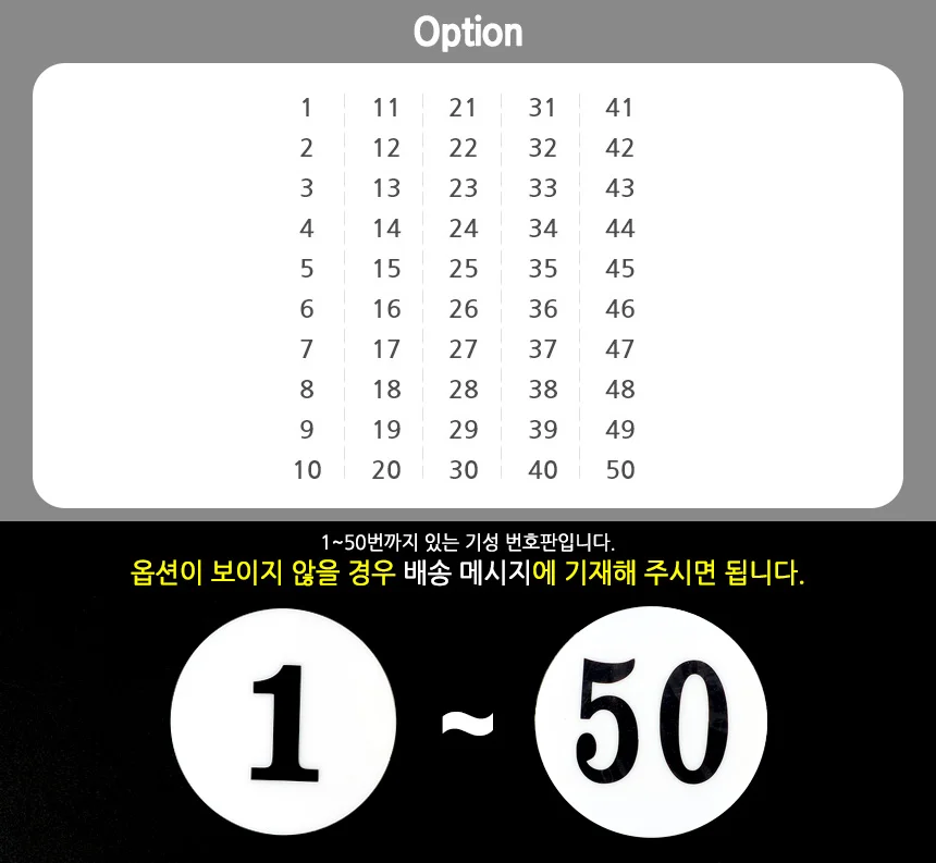 부착용 아크릴 숫자 번호판 넘버링 스티커 1 50 테이블번호 호실표찰 상세2