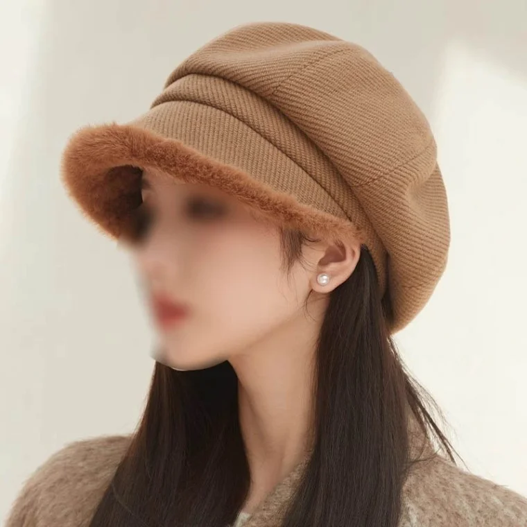 따뜻한 패션포인트 아이템 플러시 엣지모자 여성겨울모자 퍼베레모 패션모자 방한모자