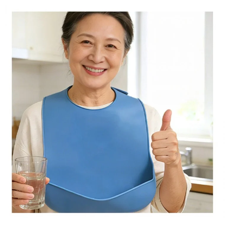 성인용턱받이 어르신 식사용 실리콘 노인턱받이 핑크