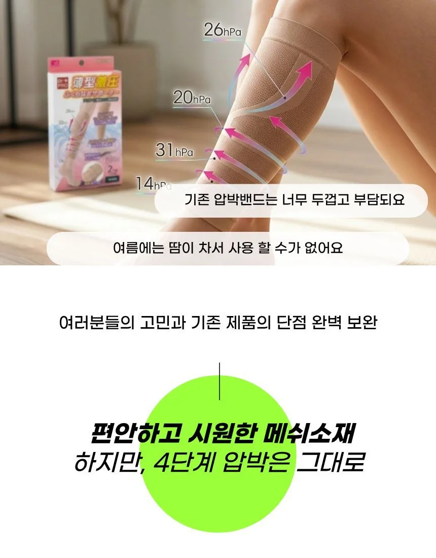 일본 수입 남여공용 여름용 메쉬 종아리 압박 밴드 상세3