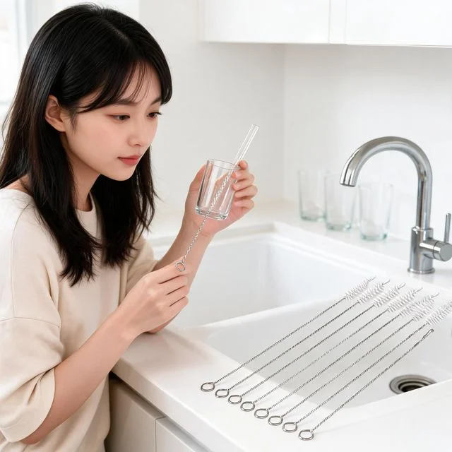 빨대 세척솔 스테인리스 스트로우 텀블러 세척 캠핑 홈카페 사무실 10P