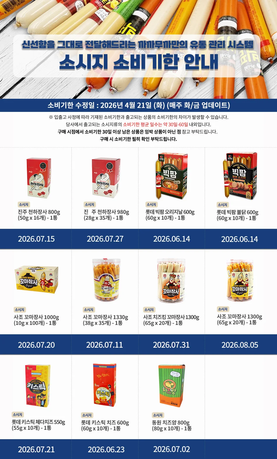 사조 꼬마장사 소시지 1300g 65gx20개 상세2
