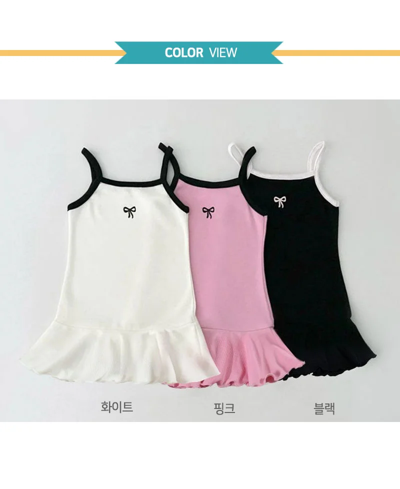 유아 아동 민소매 나시 리본 여아 여름 원피스 블랙 상세2