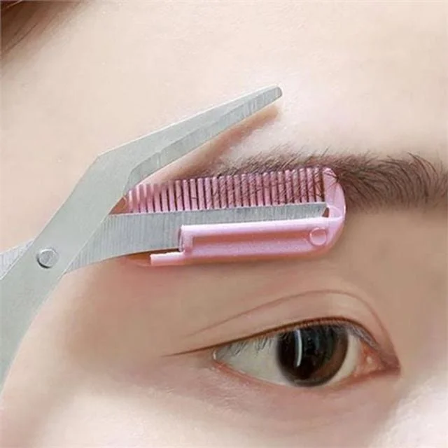 눈썹 가위 눈썹 정리 가위 일체형 눈썹용 정교한 휴대용 안전 간편 아이브로우 스테인레스 다듬는 다듬기